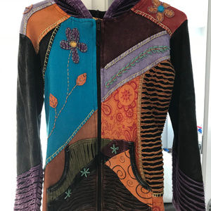 Multi colored jacket - hoodie, size SM